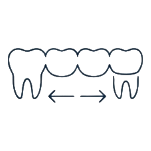Dental bridge icon showing connected replacement teeth, Glow Dental Bintulu