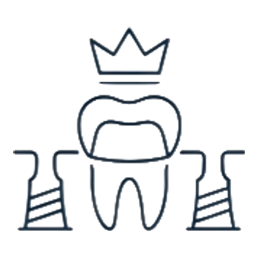 Dental crown icon showing a tooth capped with a crown, Glow Dental Bintulu