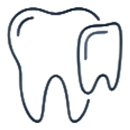 Dental veneer icon showing a tooth with a thin veneer shell, Glow Dental Bintulu
