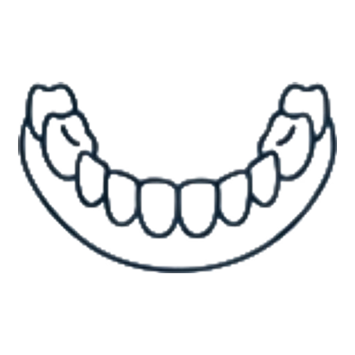 Denture icon showing a full set of removable teeth, Glow Dental Bintulu