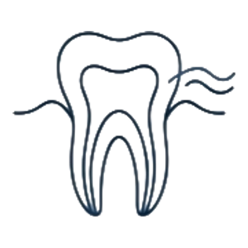 Root canal treatment icon showing a tooth with visible root nerve, Glow Dental Bintulu